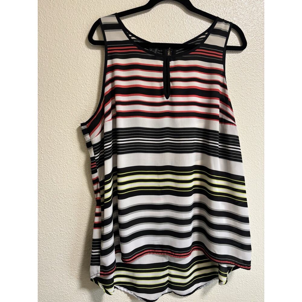 Semi Sheer Striped Tunic Tank Top Zipper Back Boho Maurices Women’s Plus Size 2X